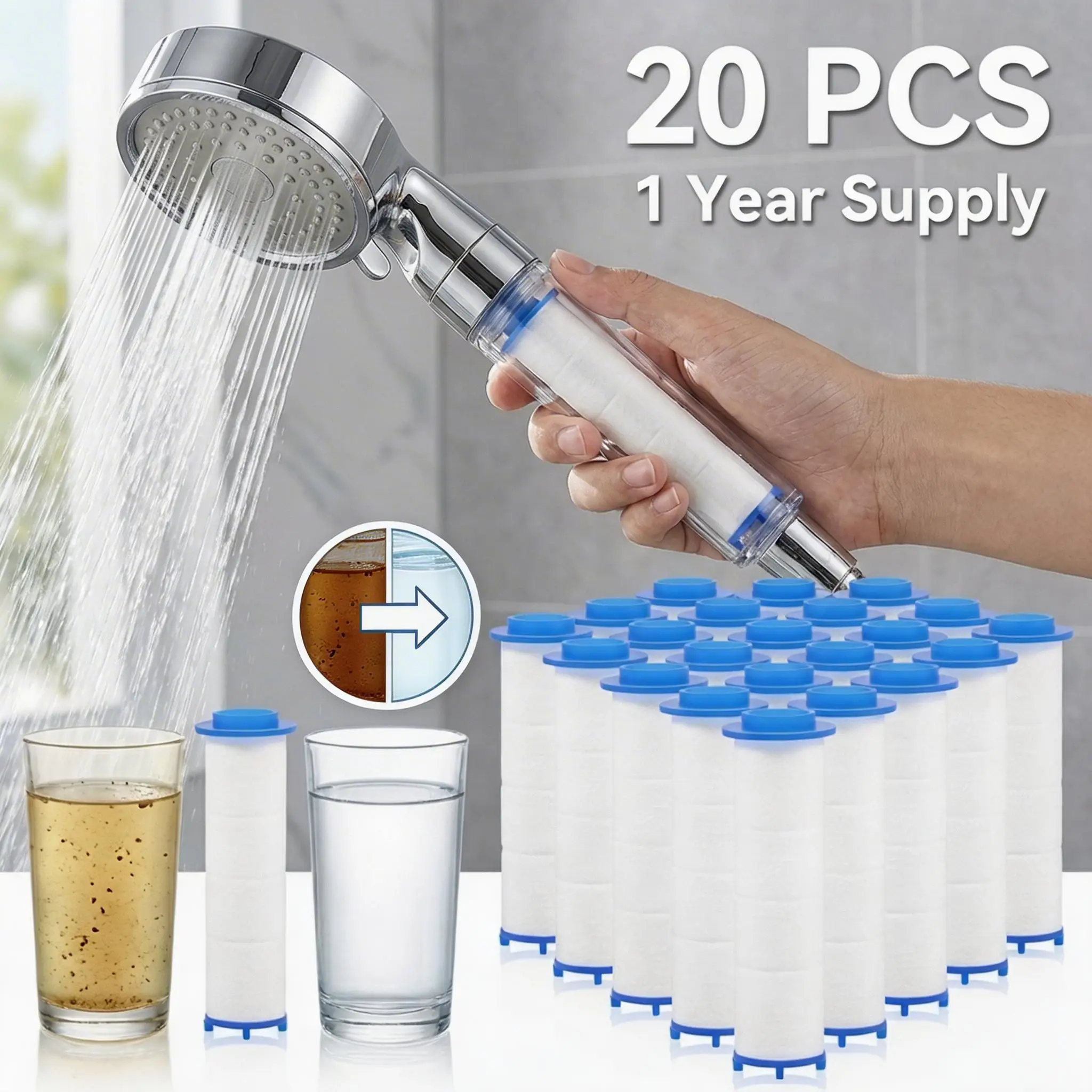 Shower Valve Cartridge - 20 Buah Filter Kepala Shower PP